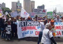 Trabajadores en Caracas protestaron en contra de la "desaparición del salario"
